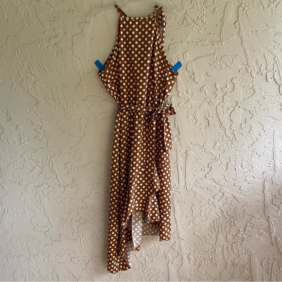 Amazon Ecowish Brown Polkadot Midi Dress - Picture 5 of 16